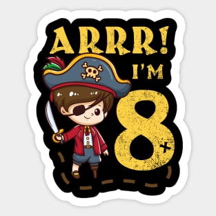 8th Birthday Pirate Captain Sticker